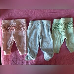 Set of Three Baby Pants in Pastel Colors
